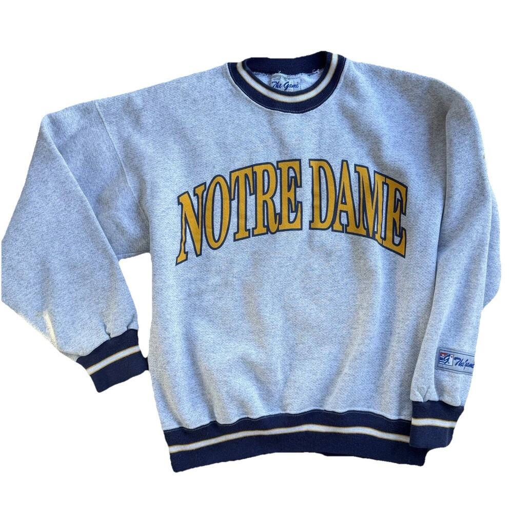 Vintage The Game Notre Dame Crew Pullover Spellout Sweater Sports Football Vtg